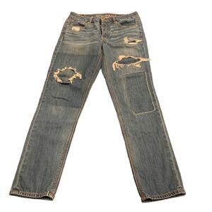 American Eagle Women’s Tomgirl Distressed Patch Button Fly Retro Jeans Size 2